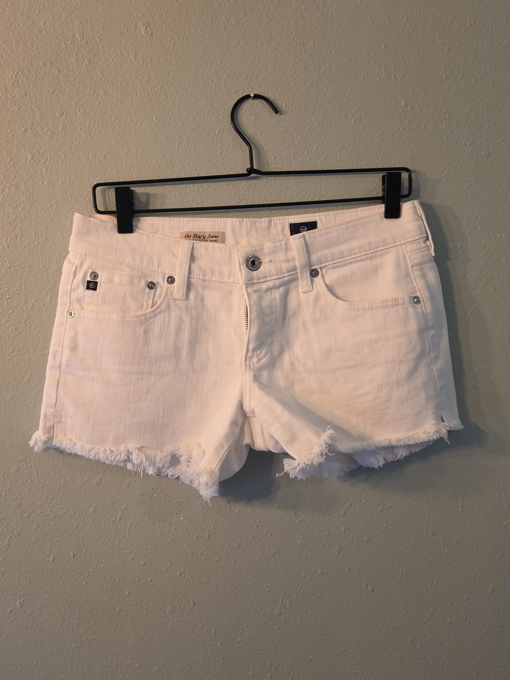 AG Adriano Goldschmied The Mary Jane White Cut Off Denim Shorts Size 27 USA